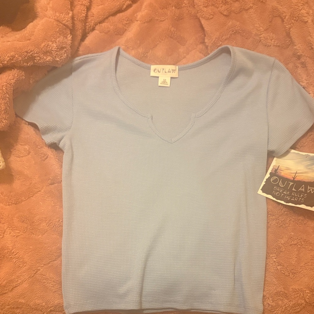 Women's Light Blue Short Sleeve Scoop Neck Top